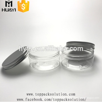 200ml clear plastic pet jar with aluminium lid